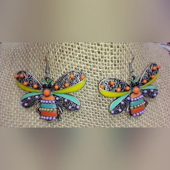 Colorful Bee Earrings - Picture 2 of 4